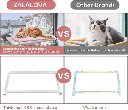 ZALALOVA Cat Window Perch, Pink Cat Hammock Window Seat Free Fleece Blanket for Female 2026 Latest Screw Suction Cups Extra Large Sturdy Bed Resting Indoors (One Extra Suction Cup)