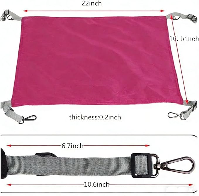 Adjustable Cage Hanging Cat Hammock, 4-Season 2-Sided Bed, Adjustable Waterproof Washable Cooling Mat for Large Kittens,Small Dogs & Rabbits (Rose Pink)