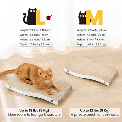 Cat Scratcher, Durable Scratch Pad, Corrugated Cardboard Scratching Board for Indoor Cats, Heavy Duty, Double-Sided Usability, Recyclable, with Catnip, Medium, 2 Packs
