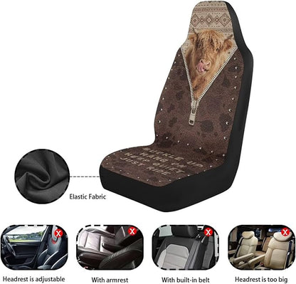 Highland Cow Seat Covers for Cars Front Seat, Breathable Car Seat Protectors for Women Men Automotive Interior Accessories Universal Fit SUV Truck Van Sedans