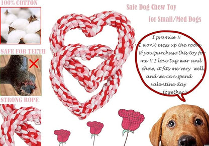 BoomBone Valentines Dog Toy, Interlocking Heart Dog Rope Toy, Small Medium Dog Toy