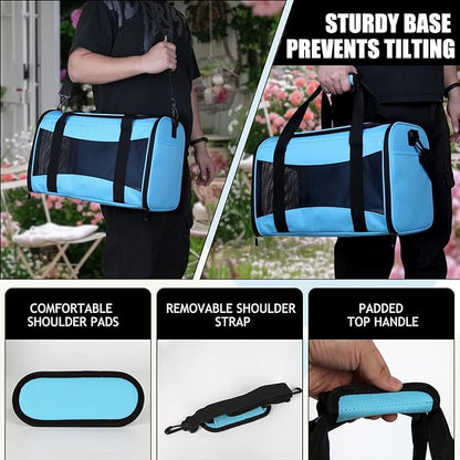 Pet Carriers Soft-Sided Airline Approved Carrier Bag for Small Cats Dogs (Medium,Blue)
