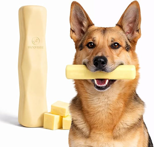 Virtually Indestructible Stick Dog Toy - Lifetime Replacement - Tough Durable Chew Toy for Aggressive Chewers - Safe Non-Toxic Natural Rubber - Chew & Fetch - Med/Large, 8”x2” - Butter Scent