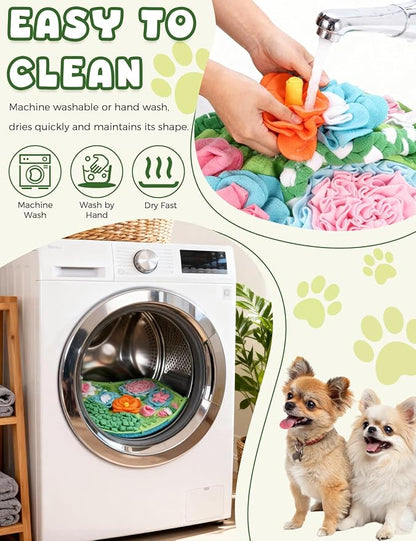 Snuffle Mat for Dogs, Slow Feeding Game Interactive Puzzle Dog Food Mat,Encourage Natural Foraging Skill-Dog Snuffle Mat 19.7''x19.7''Easy to Clean, Durable