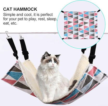 Uonlytech Warm Cat Hammock Hanging Bed with Fleece Lining Large Colorful Triangle Cat Sleeping Mat Pet Cage Nest