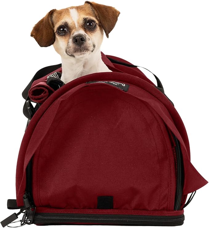 SturdiBag Pro 3.0 Pet Travel Carrier for Cats and Dogs – Soft-Sided with Safety Clips and Seatbelt Straps for Airplane or Car Travel | Small, Bordeaux