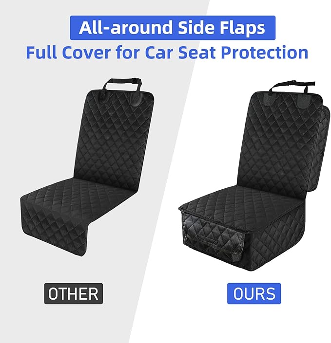 PETICON Dog Car Seat Covers, 100% Waterproof Dog Back Seat Cover with Mesh Window and Full Protection Front Seat Car Cover with Side Flaps for Cars, Trucks, SUVs, Jeep, Bundle