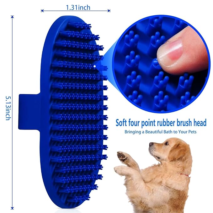 Dog bath brush, ROPO rubber massage pet shampoo brush, used for pet grooming, removing shedding fur, combing tangles and dead fur, suitable for pet dogs and cats (green)