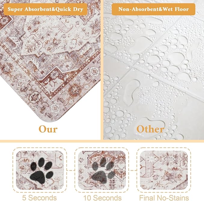 Dog Food Mat for Floors Waterproof Quick Dry Pet Placemat Cat Feeding Bowls Mats for Food and Water, Eco-Friendly Dog Accessories Diatomite Pets Supplies 12" X 20"