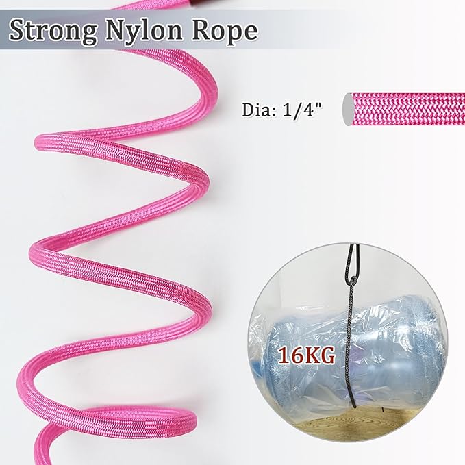 WYuZe 5ft Puppy Leash for Small Dogs, 1/4" Pink Rope Dog Leash with Easy to Use Hook, Lightweight Cat Leashes for Chihuahua/Yorkie/Tiny Breed, 10+ Colors