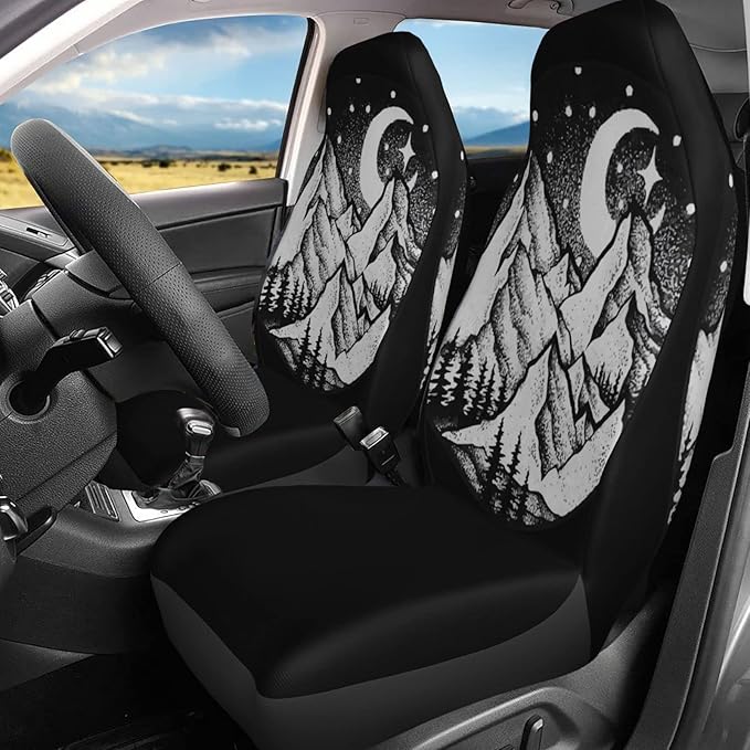 Foruidea Mountain Views Car Seat Covers Universal 2 Pcs Auto Front Seat Cover Fit Most Cars,SUV,Sedan,Trucks