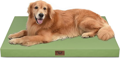 Outdoor Orthopedic Dog Bed for Extra Large Dogs, XL Waterproof Flat Pet Bed 44x32 Inch, Egg Crate Foam with Removable Washable Oxford Cooling Cover, Light Green