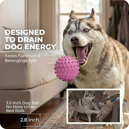 Apasiri Bacon-Flavored Squeaky Balls for Dogs: 3.5Inch Durable Rubber Bouncy Dog Balls for Aggressive Chewers, Spiky Floating Dog Balls for Large & Medium Dogs, Dog Birthday Gift, Pink Easter Dog Toys
