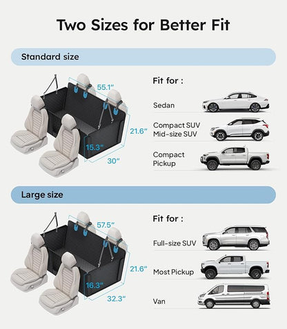 Wigoo Upgrade Soft Dog Car Seat Cover for Back Seat, [Protect Interior, Waterproof & Easy to Clean] Soft Bottom Backseat Dog Car Hammock,Fits Large Sedan SUV Truck Van, Size L, Black