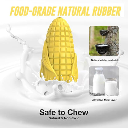 Dog Chew Toys for Aggressive Chewers,Idestructible Tough Durable Squeaky Interactive Dog Toys，Durable Dog Teeth Cleaning Toy for Medium Large Breeds，Corn Stick Toy (Yellow)