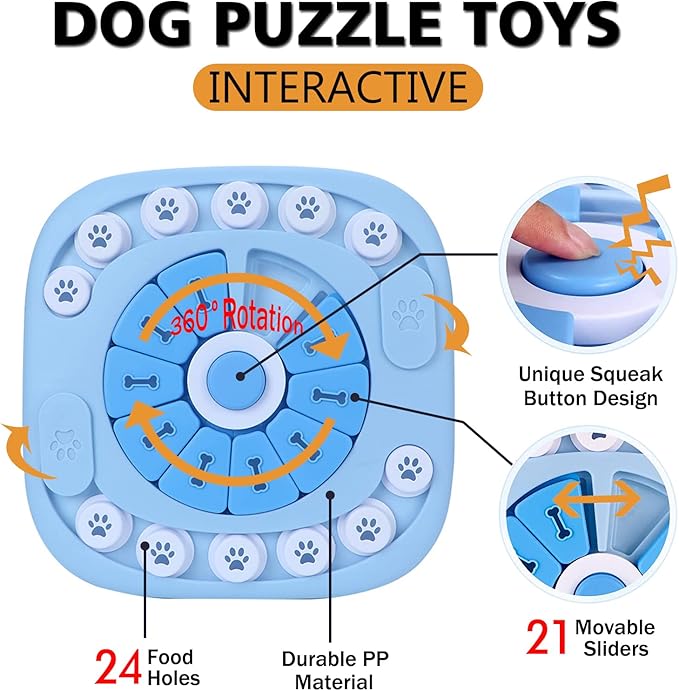 Dog Puzzle Toys - Treat Dispensing Dog Enrichment Toys for IQ Training & Brain Stimulation - Interactive Mentally Stimulating Toy - Gifts for Puppies, Cats, Dogs
