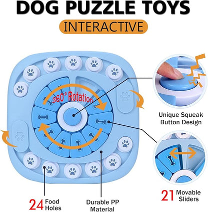 Dog Puzzle Toys - Treat Dispensing Dog Enrichment Toys for IQ Training & Brain Stimulation - Interactive Mentally Stimulating Toy - Gifts for Puppies, Cats, Dogs