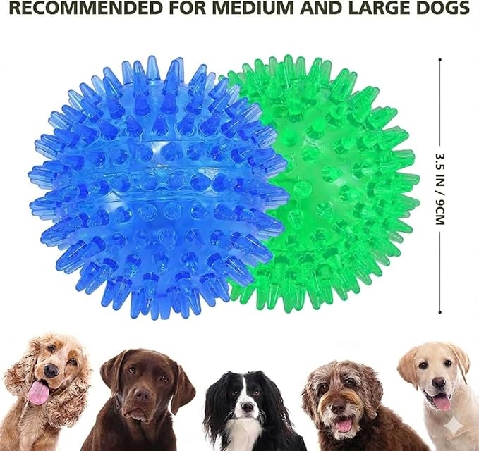 petizer 3-Pack 3.5” Squeaky Dog Toy Balls, Floating Dog Pool Balls, Spiky Dogs Balls Water Toys, Durable Interactive Fetch Toys for Puppy, Dog Chew Toys for Teething (3.5", Medium/Large Dog)