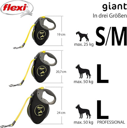 Flexi Giant Professional, Gurt, L: 10 M, Schwarz/Neon