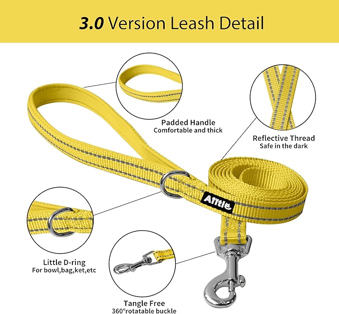 AIITLE Easy Walk Dog Harness and Leash Set - Pet Supply No Pull, Step in Adjustable Dog Harness with Padded Vest, Dog Harness No Choke Over, Easy to Put on Medium Dogs Yellow L