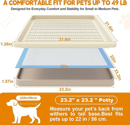 Dog Pee Pad Holder for Small and Medium Dogs, Two-Layer Mesh Dog Potty Tray, Indoor Puppy Pad Holder for Potty Training, Gentle on Paws, Easy-Clean Leak-Resistant Fits 22 × 22 Inches Pee Pads