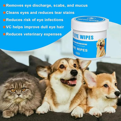 Dog Eye Wipes for Tear Stain Removal, Vet-Recommended Dog Eye Infection Treatment, Natural Dog Wipes for Discharge, Pet Eye Cleaner for Dogs&Cats, Gentle & Safe Pet Wipes for Sensitive Skin, 130 Count