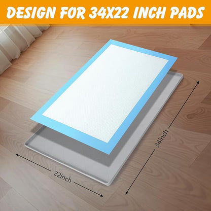 Silicone Dog Pee Pad Holder for 34x22 in Pads, Non-Slip Leak-Proof Puppy Pad Tray, Portable Puppy Training Mat with Raised Edges for Floor Protection, Easy to Clean