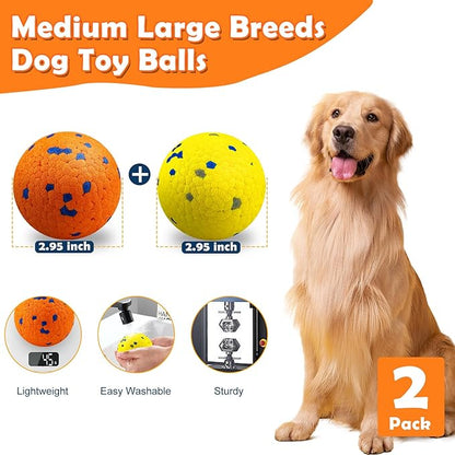 Dog Balls Indestructible Tennis for Dogs Durable Bouncy Dog Toy for Aggressive Chewers Interactive Dog Toys for Water Toy Fetch Balls 2 Pack