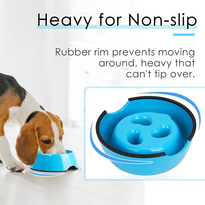 SUPERDESIGN Slow Feeder Dog Bowl Cat Bowl 1/2 Cup Slow Feeding Dog Bowl for Small Medium Breed Anti Gulping Healthy Eating Interactive Bloat Stop Alternative Non Slip Puzzle Dog Food Bowl, Blue