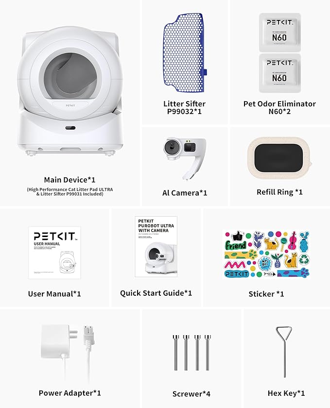 PETKIT Purobot Ultra Auto Waste Packing & Multi-Cat Toilet Behavior Ai Camera Tracking Automatic Self-Cleaning Cat Litter Box, Smart Robot with 5G WiFi App Control&Integration Safety&Odor Free