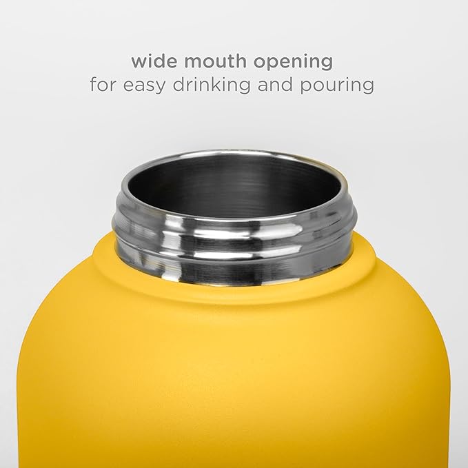 Ubbi Pup & Me Insulated Stainless Steel Dog Water Bottle with Attached Bowl, 32 oz Portable Leakproof Travel Bottle for Dogs and Owners, Yellow