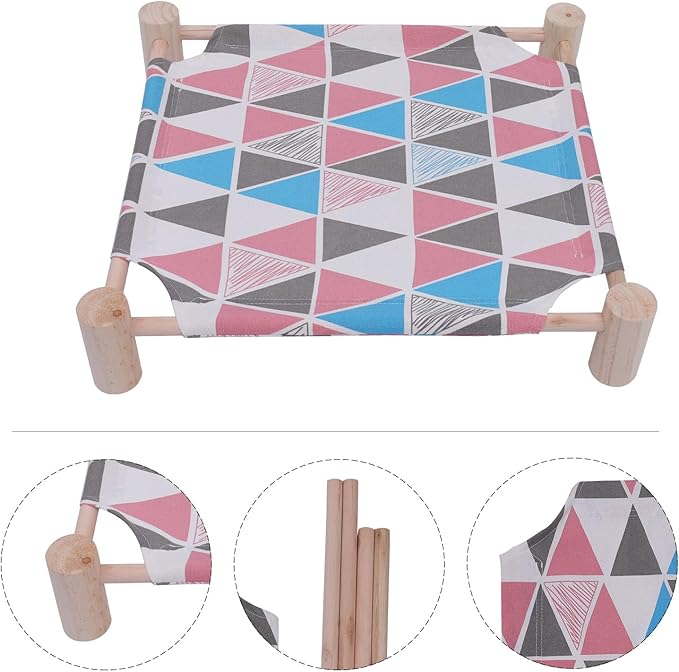 Detachable Pink Geometric Cat Hammock Bed Moisture-Proof Portable Cat Sleeping Bed for Seasons Washable Pet Accessory for Indoor
