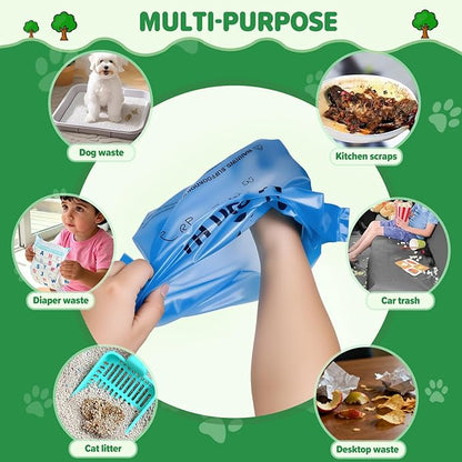 Poop Bags for Dogs, 300 Count Extra Wide Easy Tie Dog Poop Bags with Handles, Extra Thick Leak Proof Pet Waste Bag for Puppy Walking and Cat Litters
