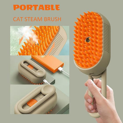 Cat Steam Brush, 3 in 1 Self Cleaning Steam Cat Brush for Removing Tangled and Loose Hair, Cat Dog Steamy for Massage