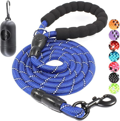 BAAPET 2/4/5/6 FT Dog Leash with Comfortable Padded Handle and Highly Reflective Threads for Small Medium and Large Dogs (6FT-1/2'', Navy Blue)