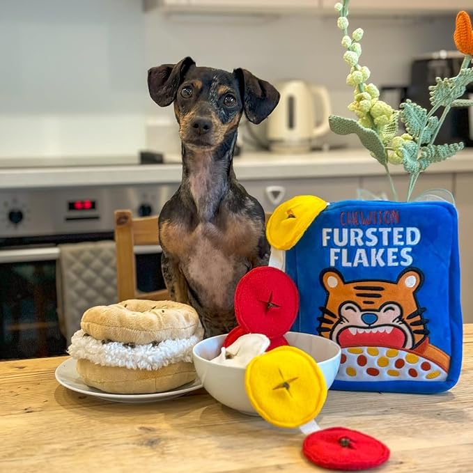 CHEWFFON Dog Plush Squeaky Toy, Interactive Bagel Shape Puppy Snuffle Toys, Cute Dog Puzzle Enrichment Toy Treat Puzzle for Small and Medium Dogs