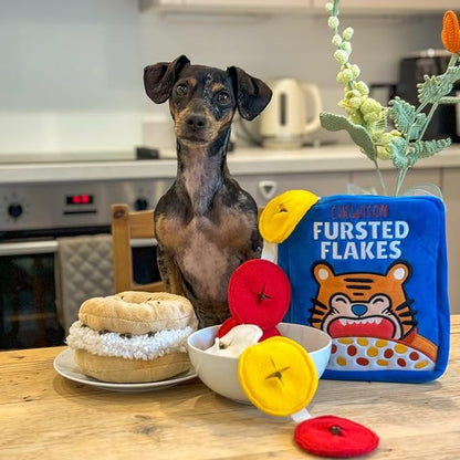 CHEWFFON Dog Plush Squeaky Toy, Interactive Bagel Shape Puppy Snuffle Toys, Cute Dog Puzzle Enrichment Toy Treat Puzzle for Small and Medium Dogs