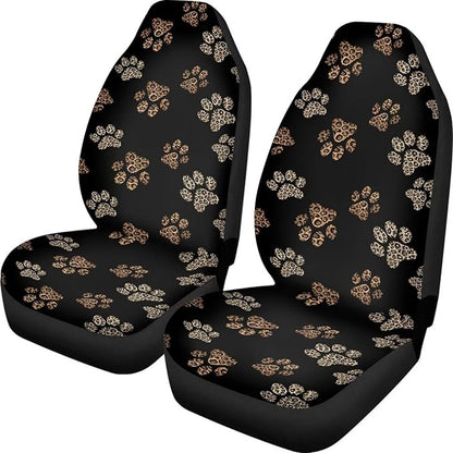 Dreaweet Leopard Print Dog Paw Car Seat Covers Front Seats Cute Car Accessories for Women 2 Piece Washable Universal Bucket Seat Covers for Cars SUV Sedan Trucks