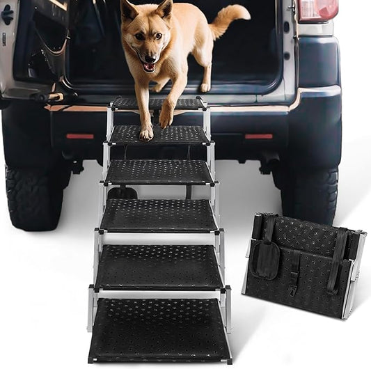Dog Ramps for Large Dogs - Portable Dog Steps for Cars and SUV, Truck, Lightweight Non-Slip Dog Stairs Support Up to 200 Lbs