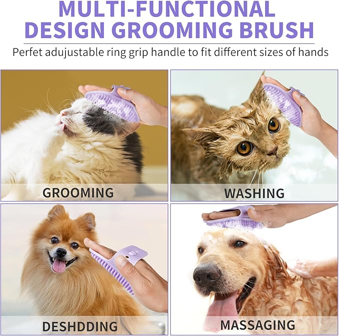 Professional 7 in 1 Dog Paw Cleaner for Dogs & Cats - Includes 1 Portable Paw Washer, 1 Bath Brush, 2 Dog Toothbrushes and 3 Absorbent Towels Note: Fits Paws 2.5 to 3.5 Inches Wide (Large, Purple)
