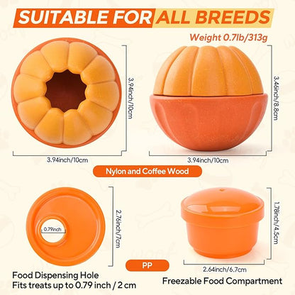 Dog Enrichment Toys, Dog Frozen Treat Toys, Interactive Dog Toys for Large Breeds, Treat Dispensing Dog Toys in Orange Shape