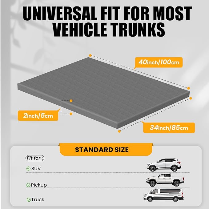 Car Dog Bed for Trunk, Non-Slip SUV Cargo Liner for Dogs, Travel Pet Mat Cushion with Supportive Foam, Removable Cover for Easy Cleaning, Suitable for SUV&Truck