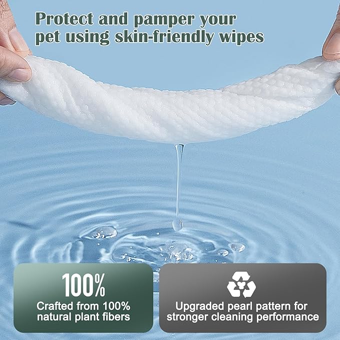 Unscented Pet Wipes for Dogs and Cats (50 Count) - Hypoallergenic Biodegradable Grooming Wipes for Cleaning Paws, Face, Body & Fur - Gentle Deodorizing Dog Wipes & Cat Wipes for Daily Use
