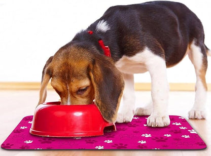 Dog Food Mat, Absorbent Water Bowl Mats Cat Pet Feeding Placemats Pink 12 * 20 inch