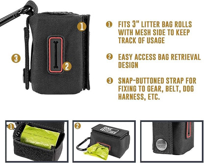 OneTigris Waste Bag Dispenser Mini Pouch Holder for Dog Cat Poop Bag & Baby Diaper Bag (Black)