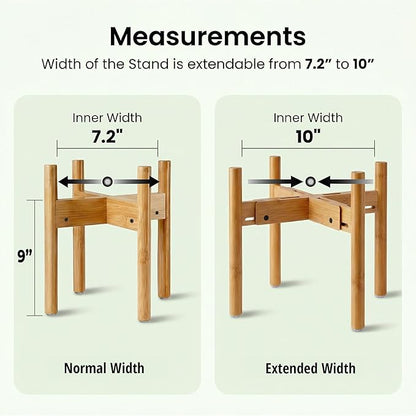 Dog Bowl Stand - Mid-Large Dogs Suitable - Elevate, Raise Bowl to 12-inch High - Adjustable, Fits Any Pet Food/Water Feeders, and Fountains - Durable Bamboo