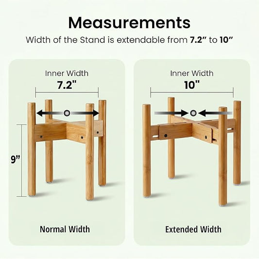 Dog Bowl Stand - Mid-Large Dogs Suitable - Elevate, Raise Bowl to 12-inch High - Adjustable, Fits Any Pet Food/Water Feeders, and Fountains - Durable Bamboo