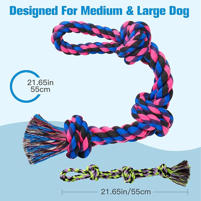 UPSKY Dog Rope Toys 2 Nearly Indestructible Dog Toys, Dog Toy for Medium to Large Breed, Dental Cleaning Chew Toys, Dog Tug Toy for Boredom, Dog Teething Toys, Dog Rope Toy for Aggressive Chewers