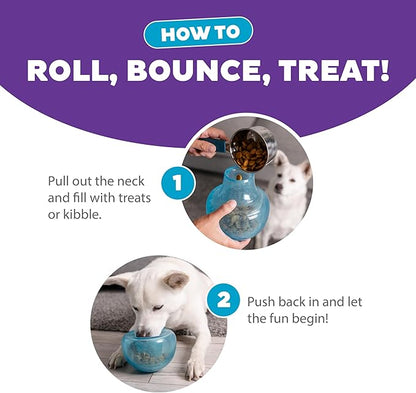 Outward Hound by Planet Dog Snoop Dog Toy – Treat‑Dispenser Puzzle Ball, Interactive Slow Feeder, Medium to Large Dogs, Bouncy & Mint-Infused, Blue, 5"