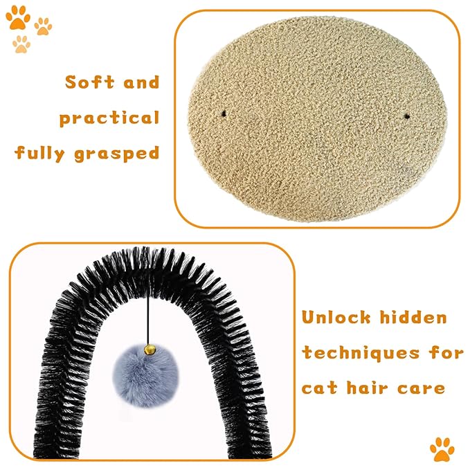 Cat Self-Groomer, Arch Grooming Brush with Scratching Toy, Cat Hair Massage and Grooming Station